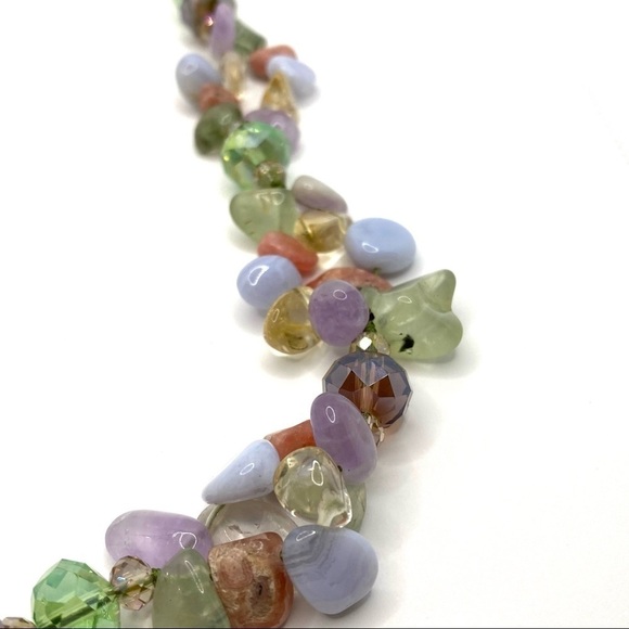 Necklace Natural Stones and Faceted Glass Crystal Beads Sterling Silver … - Picture 4 of 13